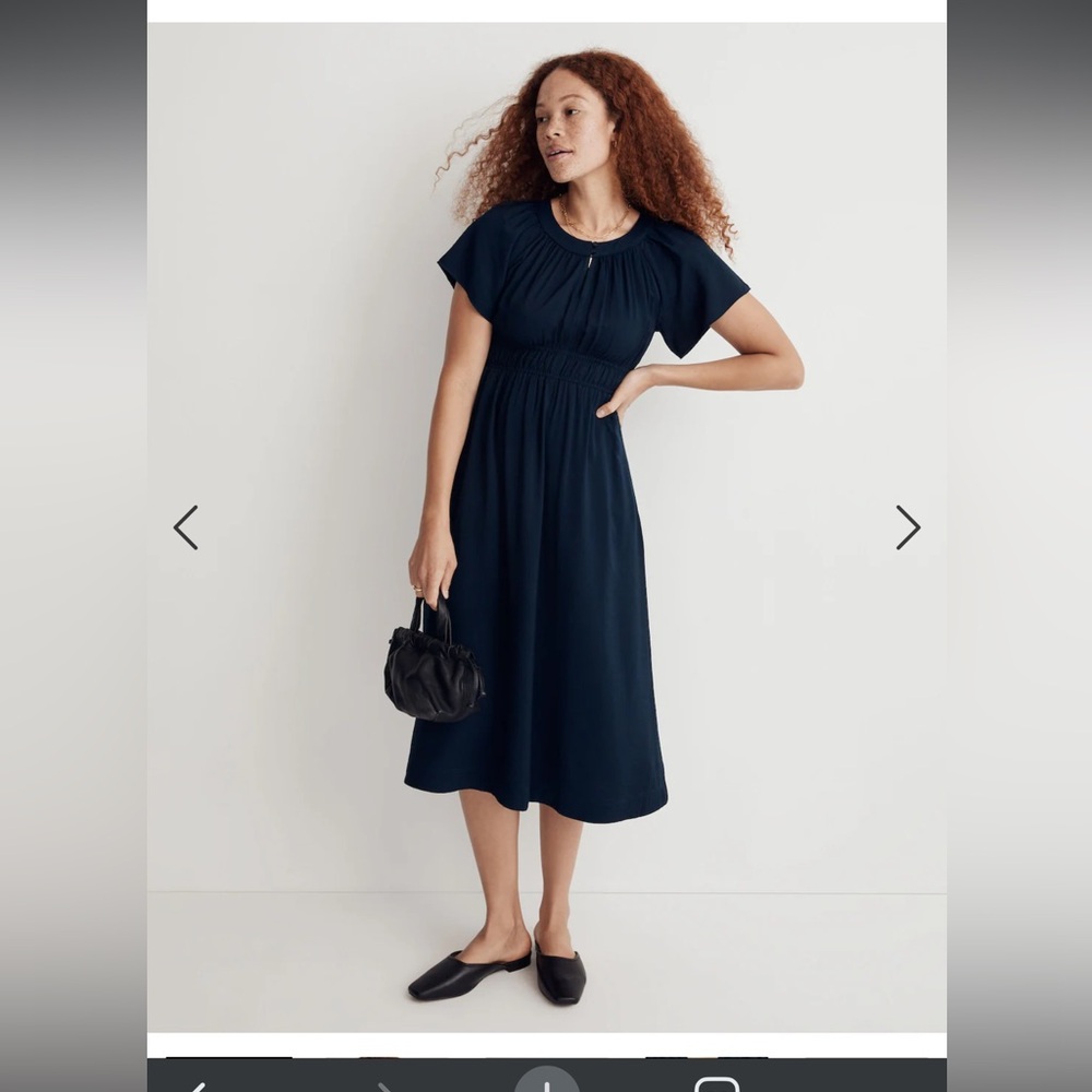 EUC Madewell Sophia Split-neck Short-sleeve Midi Dress - L